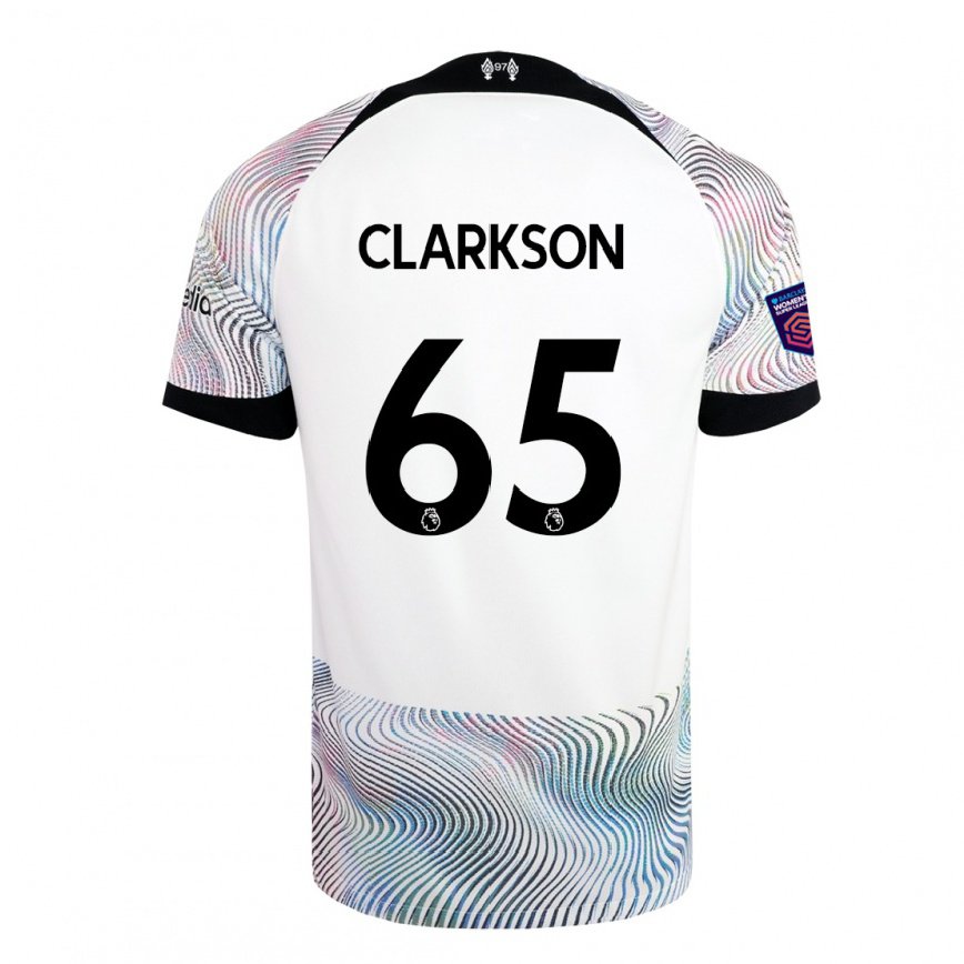 メンズフットボールレイトン・クラークソン#65ホワイト カラフルアウェイシャツ2022/23ジャージーユニフォーム