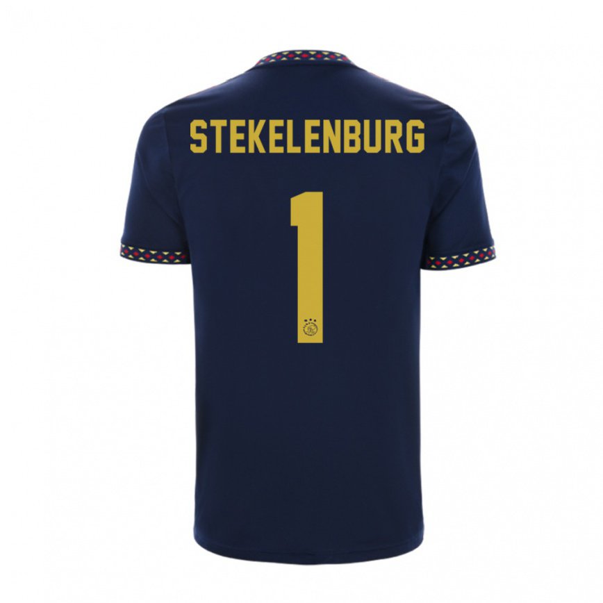 メンズフットボールマールテン・ステケレンブルフ#1ダークブルーアウェイシャツ2022/23ジャージーユニフォーム