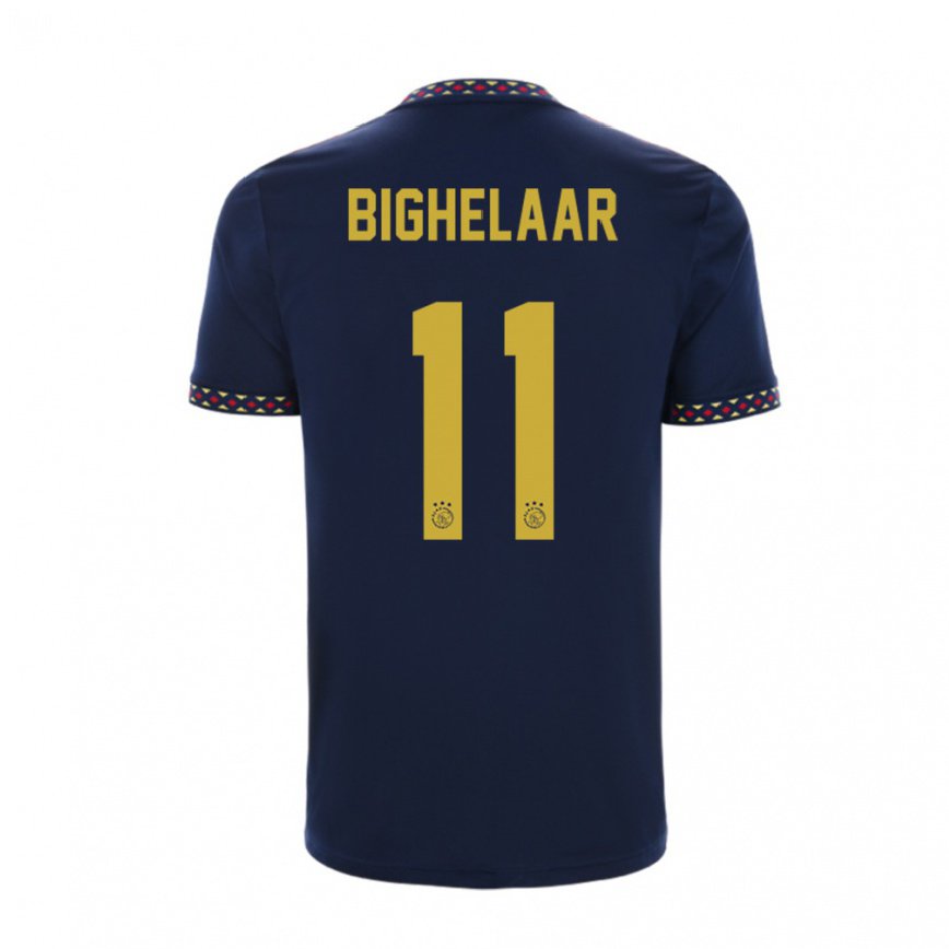 メンズフットボールマジョリン・ヴァン・デン・ビゲラー#11ダークブルーアウェイシャツ2022/23ジャージーユニフォーム
