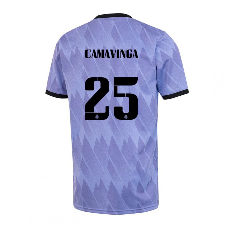 メンズフットボールエドゥアルド・カマヴィンガ#25パープルブラックアウェイシャツ2022/23ジャージーユニフォーム