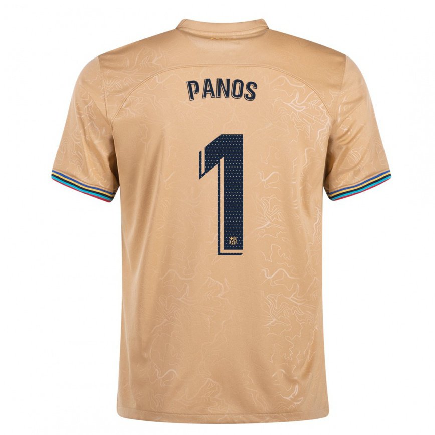 メンズフットボールサンドラ・パノス#1ゴールドアウェイシャツ2022/23ジャージーユニフォーム