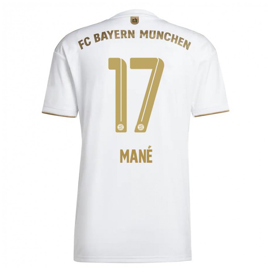 メンズフットボールサディオ・マネ#17ホワイト ゴールドアウェイシャツ2022/23ジャージーユニフォーム