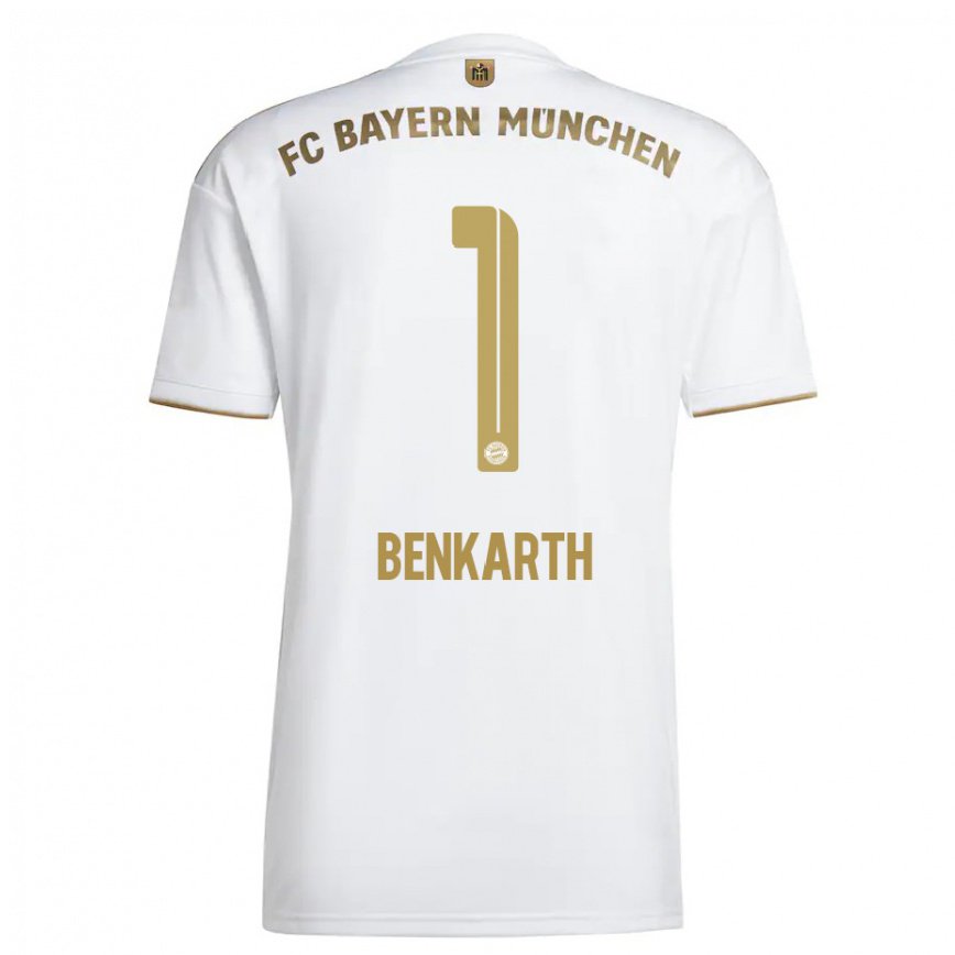 メンズフットボールラウラ・ベンカルト#1ホワイト ゴールドアウェイシャツ2022/23ジャージーユニフォーム