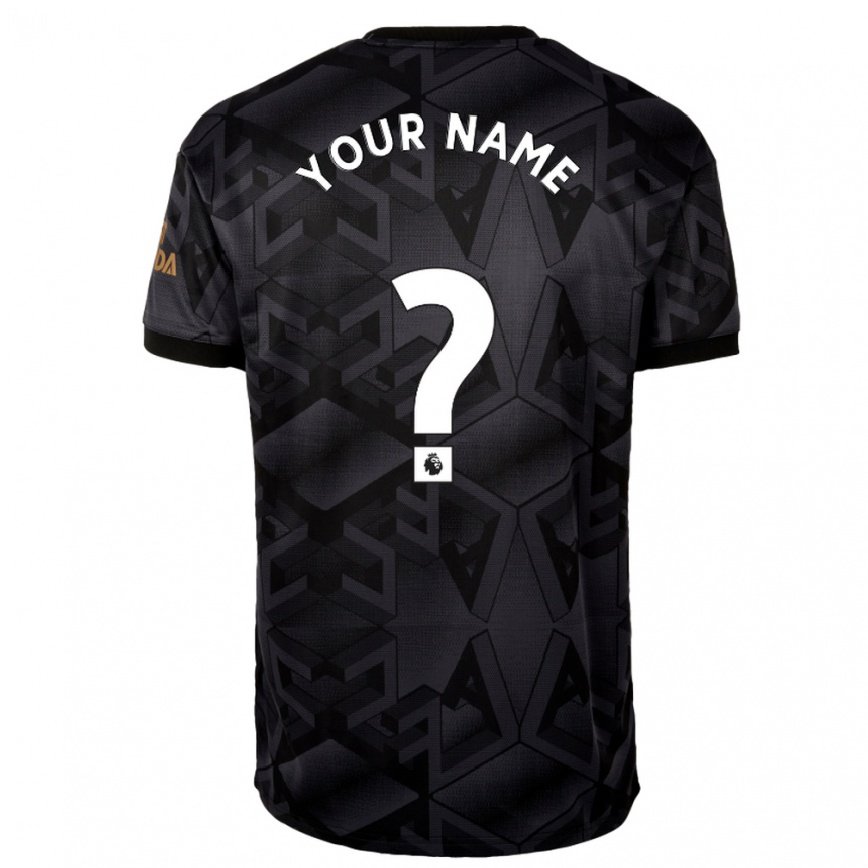 メンズフットボールあなたの名前#0ブラック グレーアウェイシャツ2022/23ジャージーユニフォーム