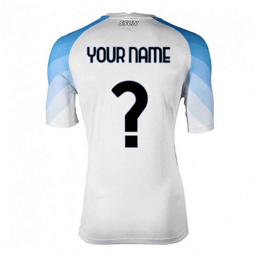 メンズフットボールあなたの名前#0ホワイトスカイブルーアウェイシャツ2022/23ジャージーユニフォーム