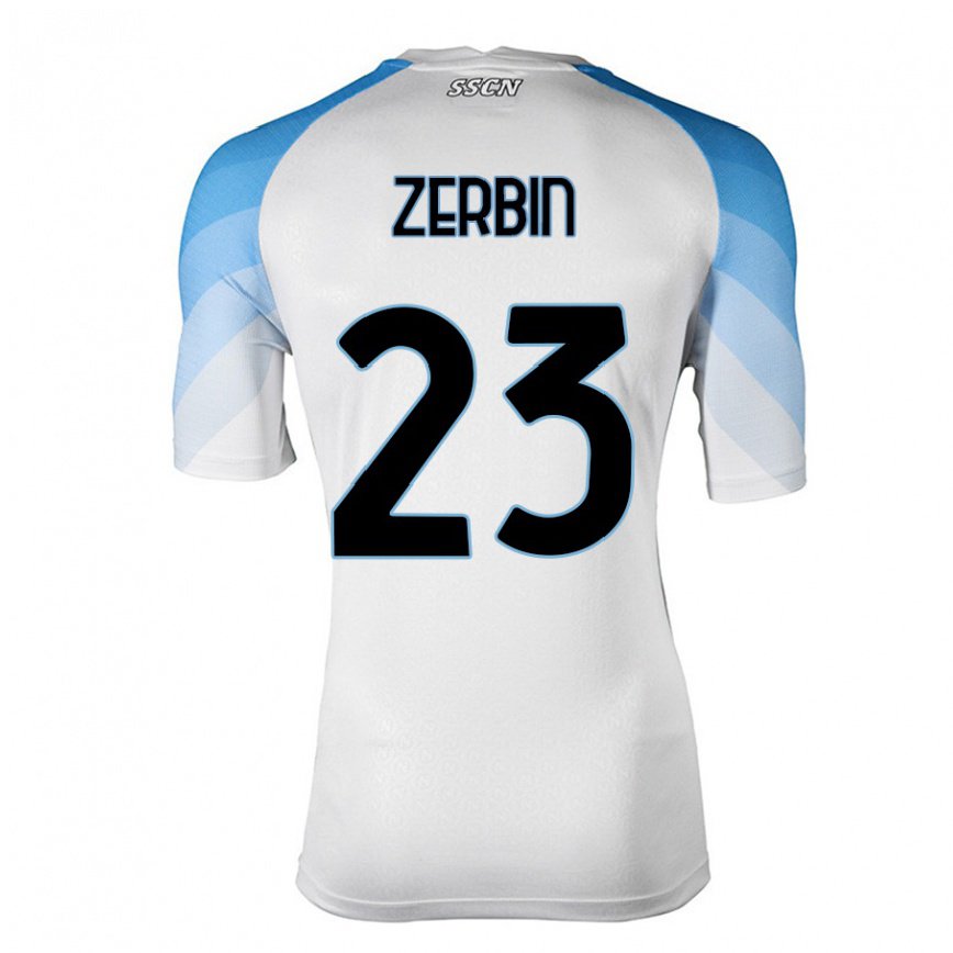 メンズフットボールアレッシオ・ゼルビン#23ホワイトスカイブルーアウェイシャツ2022/23ジャージーユニフォーム