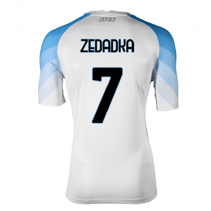 メンズフットボールカリム・ゼダドゥカ#7ホワイトスカイブルーアウェイシャツ2022/23ジャージーユニフォーム