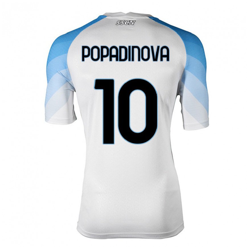 メンズフットボールエヴドキヤ・ポパディノワ#10ホワイトスカイブルーアウェイシャツ2022/23ジャージーユニフォーム