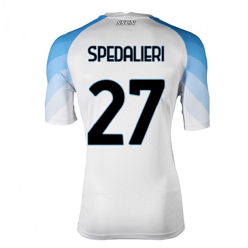 メンズフットボールヨナタン・アンドレア・スペダリエリ#27ホワイトスカイブルーアウェイシャツ2022/23ジャージーユニフォーム
