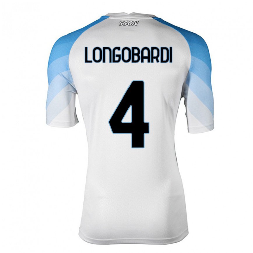 メンズフットボールサルヴァトーレ・ロンゴバルディ#4ホワイトスカイブルーアウェイシャツ2022/23ジャージーユニフォーム