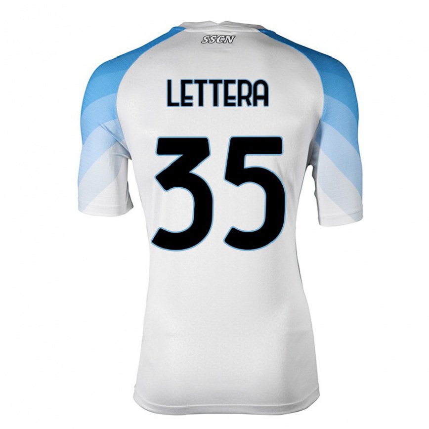 メンズフットボールアレッシオ・レッテラ#35ホワイトスカイブルーアウェイシャツ2022/23ジャージーユニフォーム