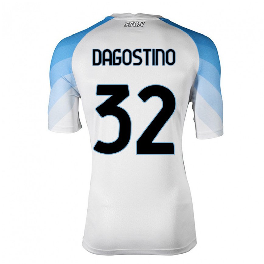 メンズフットボールジュゼッペ・ダゴスティーノ#32ホワイトスカイブルーアウェイシャツ2022/23ジャージーユニフォーム