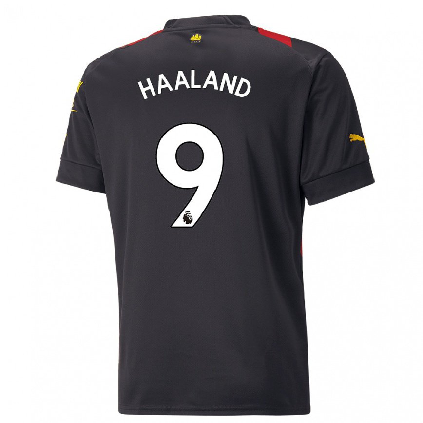 メンズフットボールアーリング・ブラウト・ハーランド#9ブラックレッドアウェイシャツ2022/23ジャージーユニフォーム