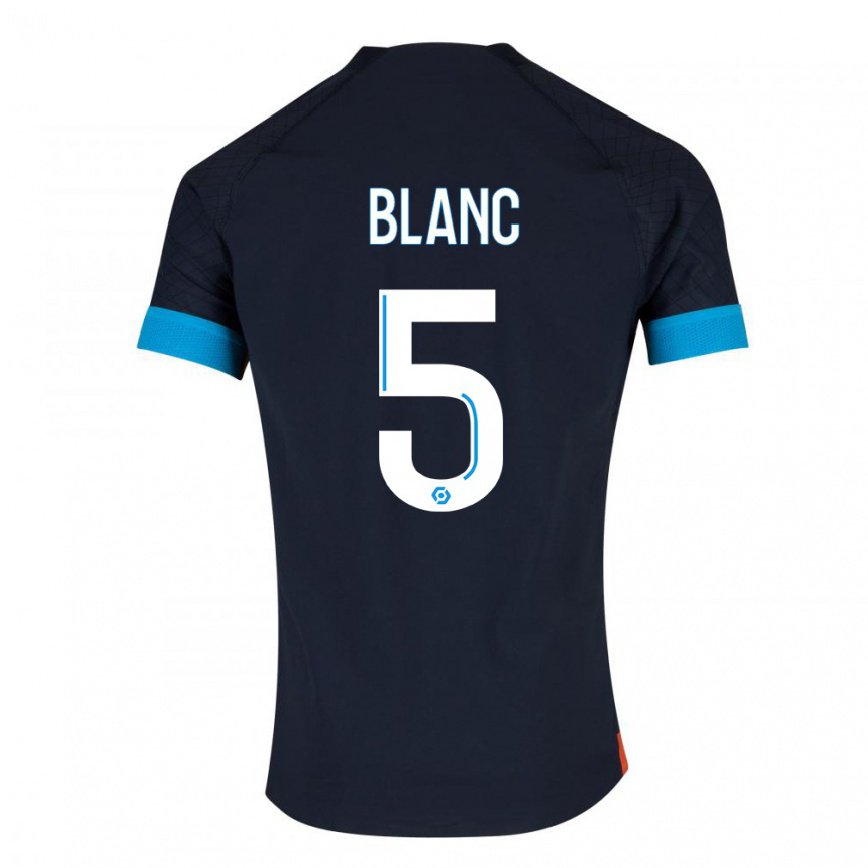 メンズフットボールアマンディーヌ・ブラン#5ブラックオリンピックアウェイシャツ2022/23ジャージーユニフォーム