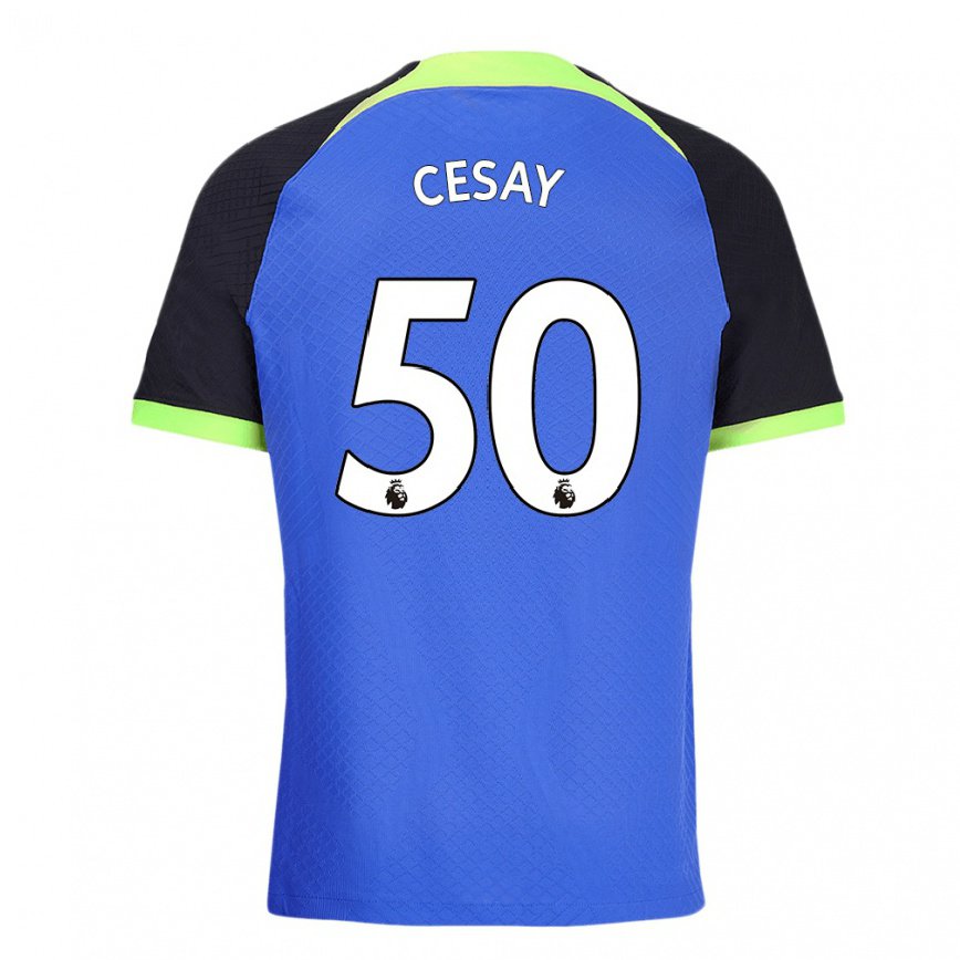 メンズフットボールカルム・セサイ#50ブルーグリーンアウェイシャツ2022/23ジャージーユニフォーム