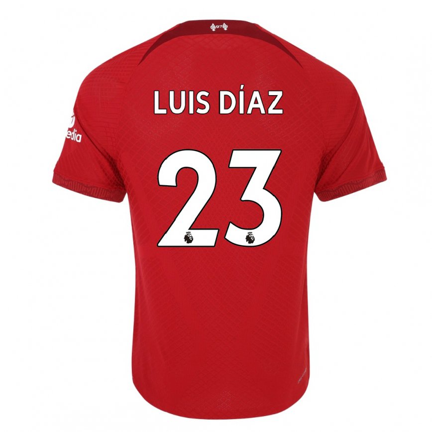 レディースフットボールルイス・フェルナンド・ディアス・マルランダ#23濃い赤ホームシャツ2022/23ジャージーユニフォーム
