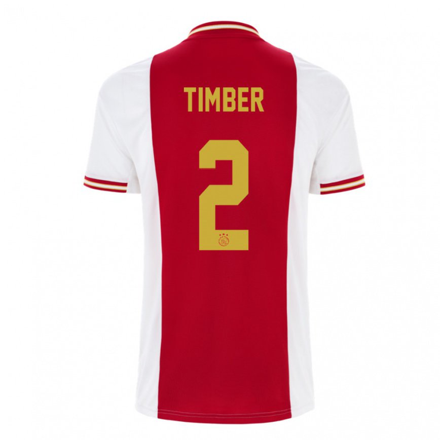 レディースフットボールユリエン・ティンバー#2濃い赤 ホワイトホームシャツ2022/23ジャージーユニフォーム