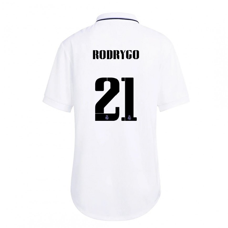 レディースフットボールロドリゴ・シウバ・デ・ゴエス#21紫のホワイトホームシャツ2022/23ジャージーユニフォーム