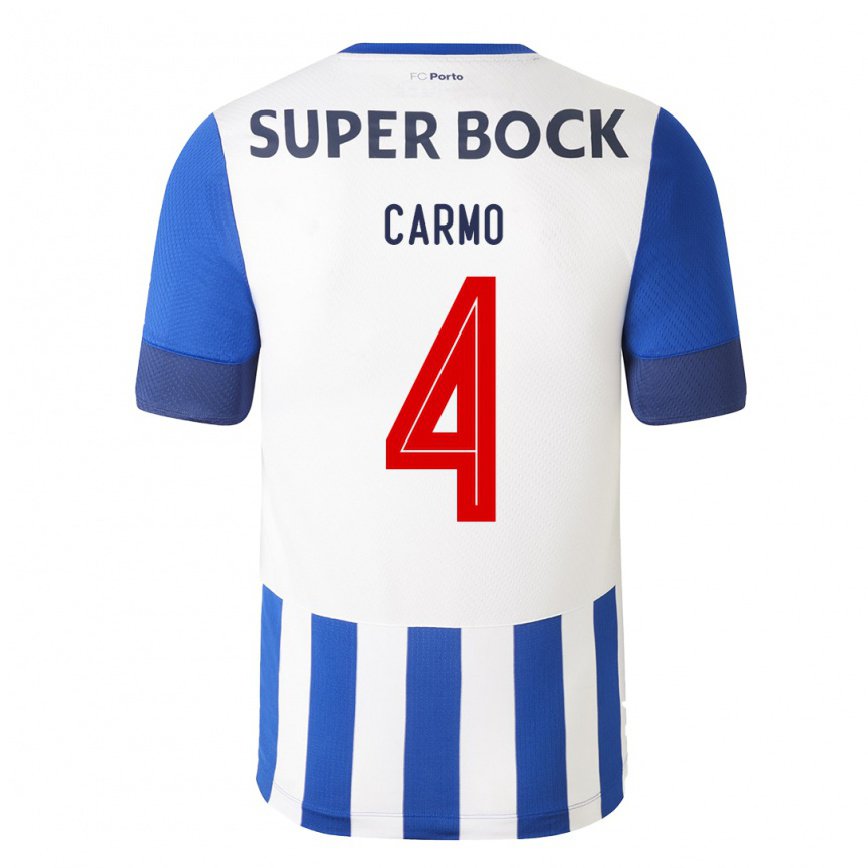 レディースフットボールダヴィド・カルモ#4ロイヤルブルーホームシャツ2022/23ジャージーユニフォーム