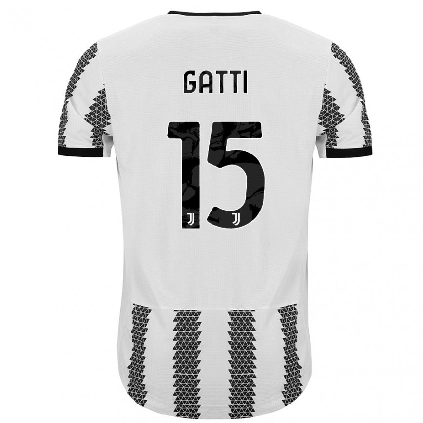 レディースフットボールフェデリコ・ガッティ#15ホワイトブラックホームシャツ2022/23ジャージーユニフォーム
