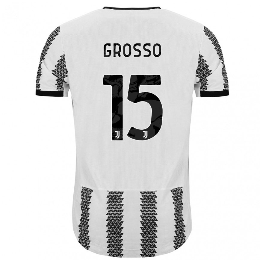 レディースフットボールジュリア・グロッソ#15ホワイトブラックホームシャツ2022/23ジャージーユニフォーム