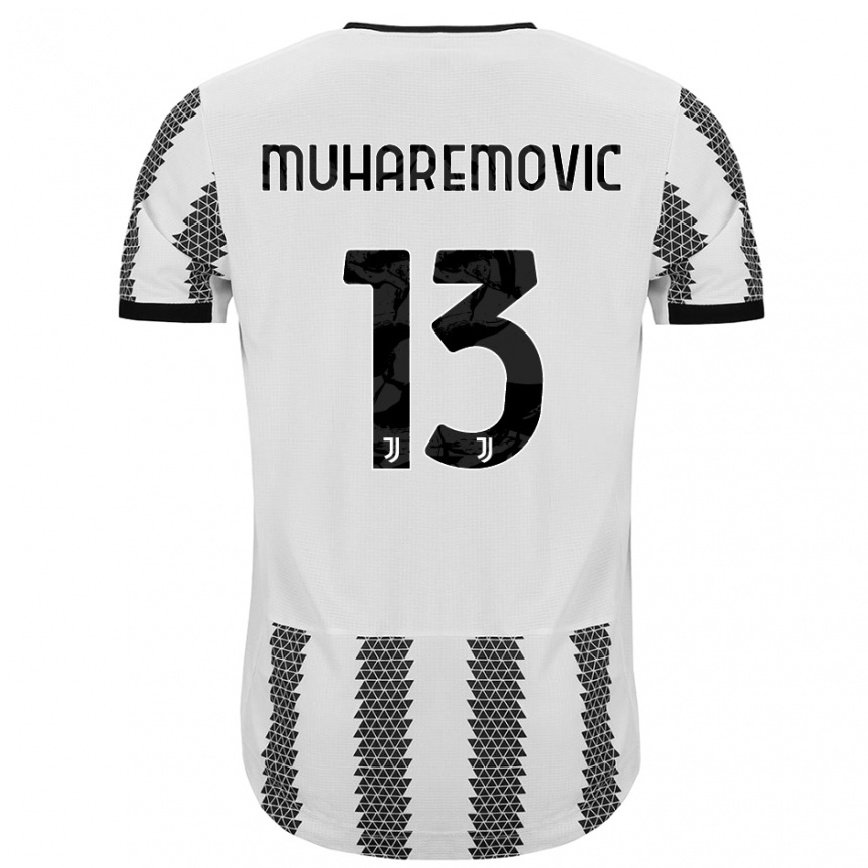 レディースフットボールタリク・ムハレモヴィッチ#13ホワイトブラックホームシャツ2022/23ジャージーユニフォーム