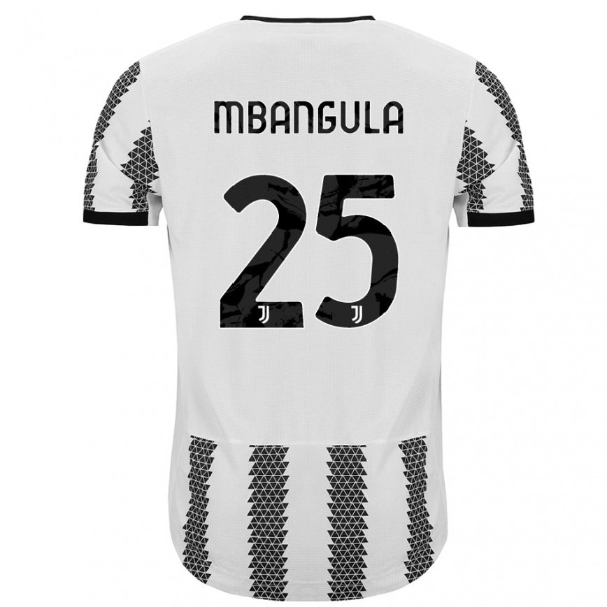 レディースフットボールサミュエル・ムバングラ#25ホワイトブラックホームシャツ2022/23ジャージーユニフォーム