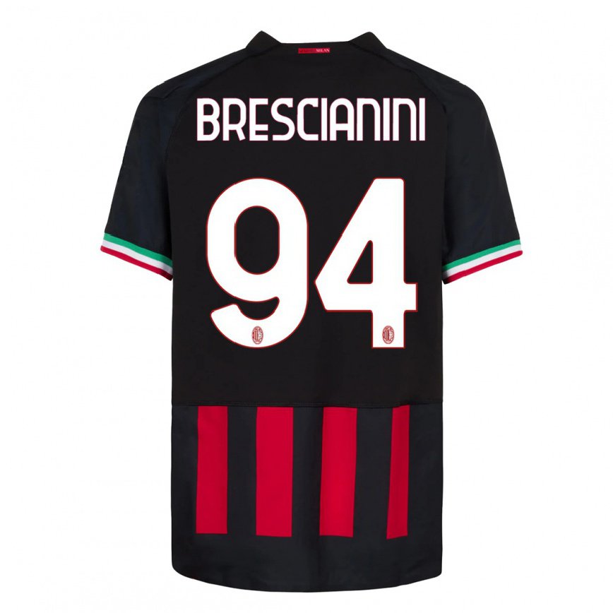 レディースフットボールマルコ・ブレシャニーニ#94ブラックレッドホームシャツ2022/23ジャージーユニフォーム