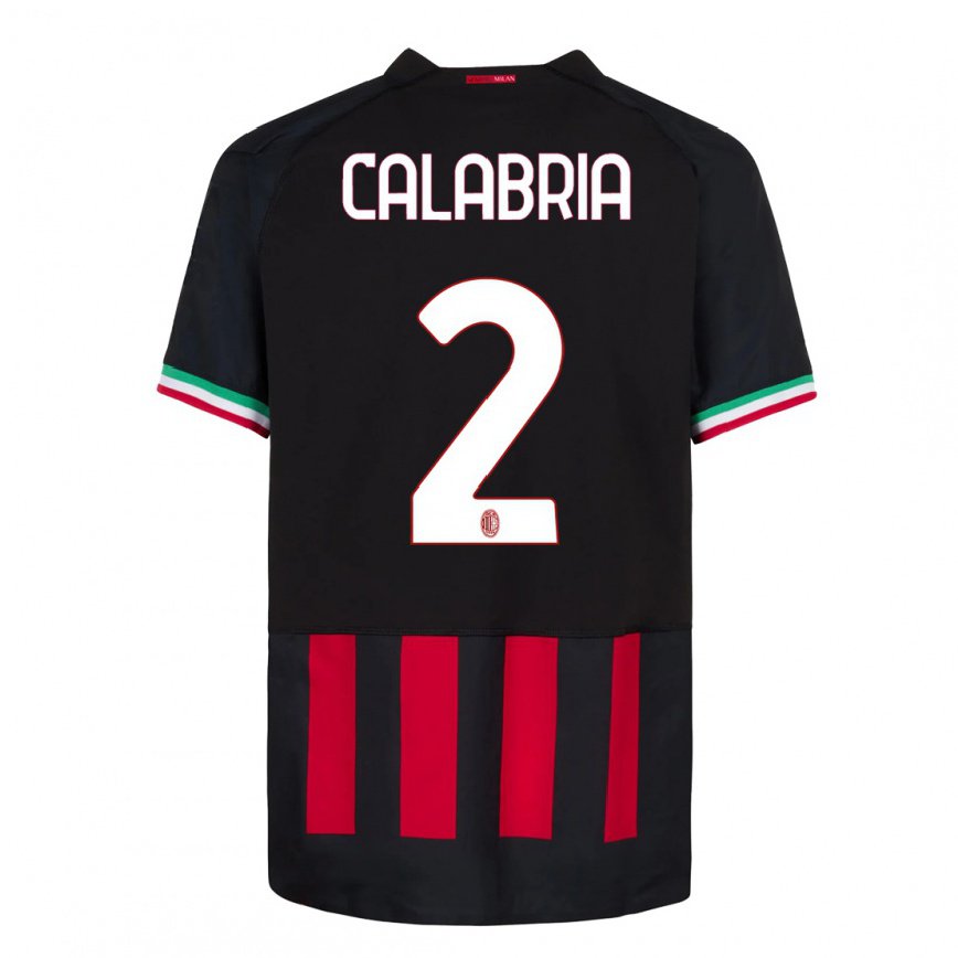 レディースフットボールダヴィデ・カラブリア#2ブラックレッドホームシャツ2022/23ジャージーユニフォーム
