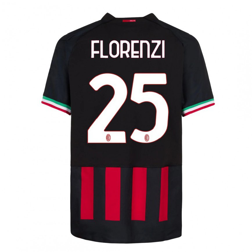 レディースフットボールアレッサンドロ・フロレンツィ#25ブラックレッドホームシャツ2022/23ジャージーユニフォーム
