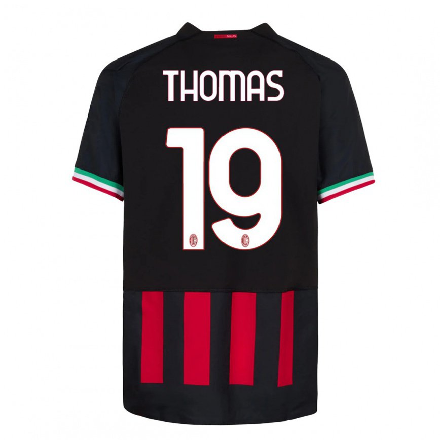 レディースフットボールリンジー・トーマス#19ブラックレッドホームシャツ2022/23ジャージーユニフォーム