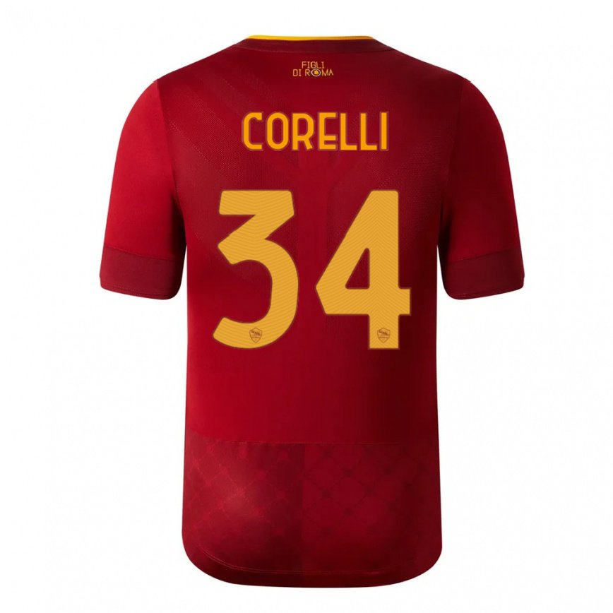 レディースフットボールアリス・コレッリ#34ブラウンレッドホームシャツ2022/23ジャージーユニフォーム