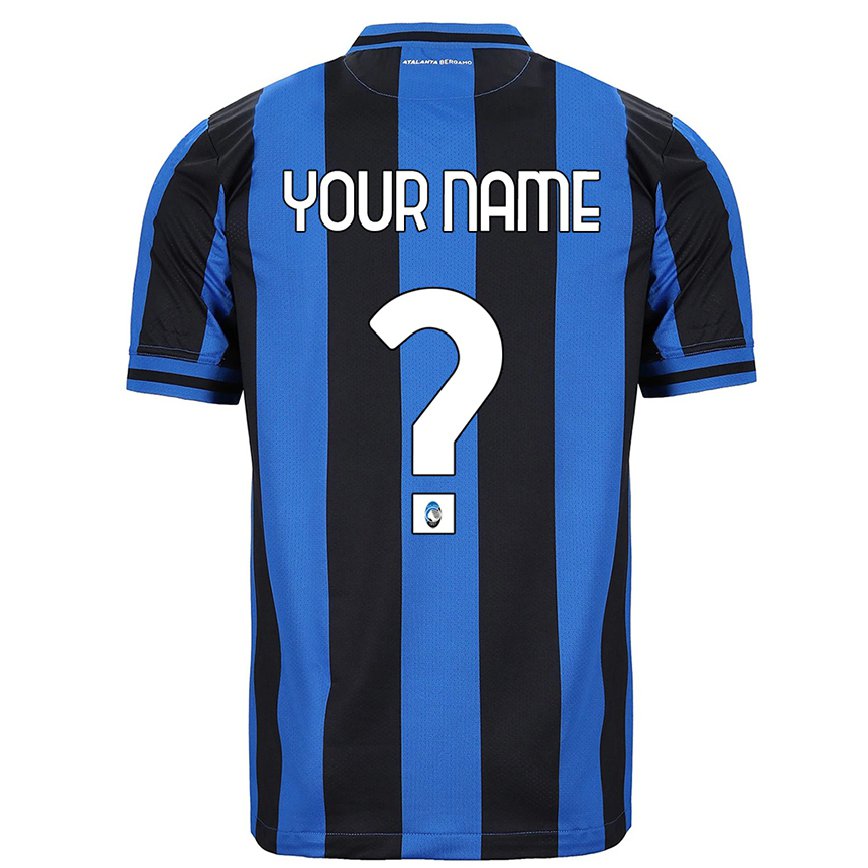 レディースフットボールあなたの名前#0ブルー ブラックホームシャツ2022/23ジャージーユニフォーム