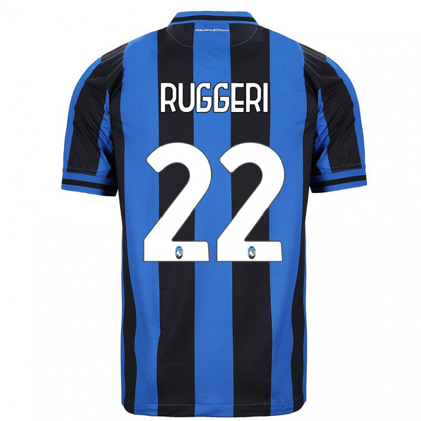 レディースフットボールマッテオ・ルッジェーリ#22ブルー ブラックホームシャツ2022/23ジャージーユニフォーム