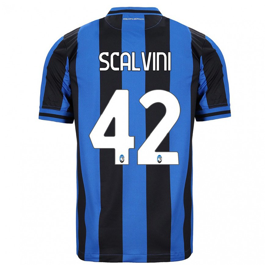レディースフットボールジョルジオ・スカルビーニ#42ブルー ブラックホームシャツ2022/23ジャージーユニフォーム
