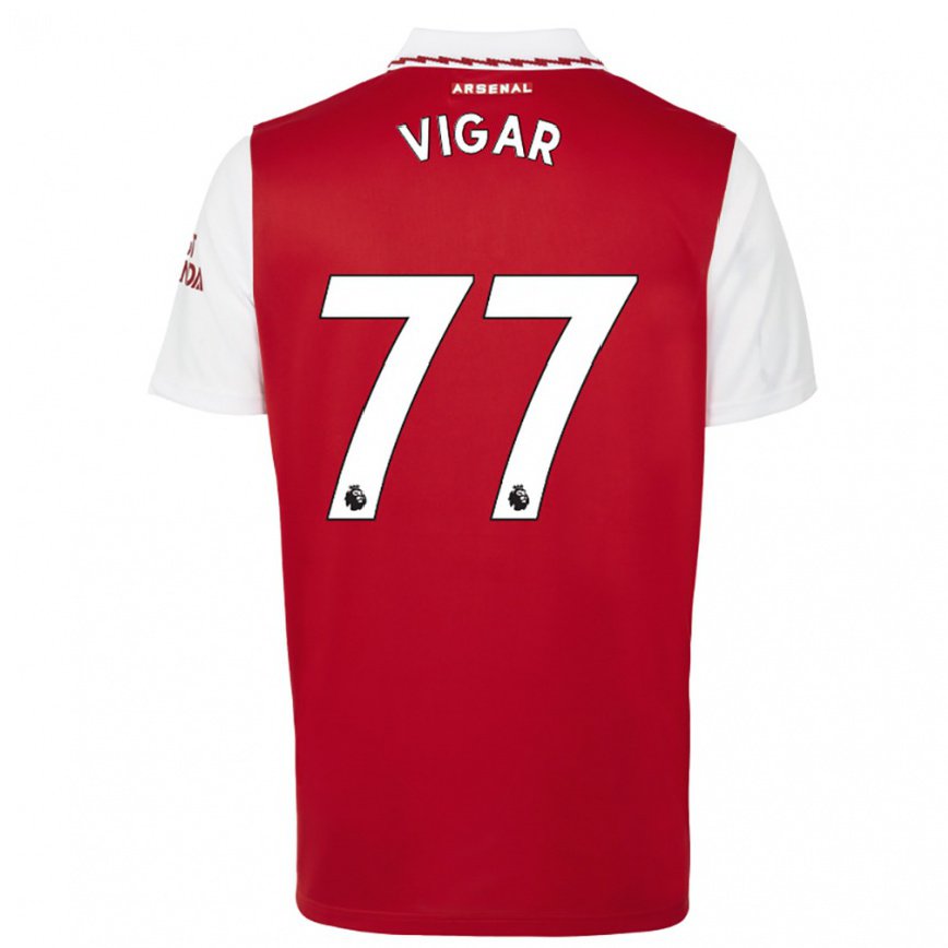 レディースフットボールビリー・ヴィガール#77レッド ホワイトホームシャツ2022/23ジャージーユニフォーム