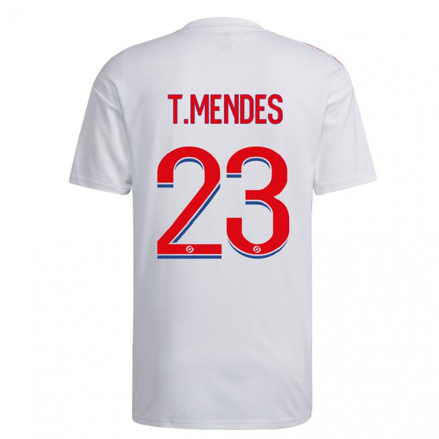 レディースフットボールチアゴ・エンヒキ・メンデス・ヒベイロ#23ホワイト ブルーレッドホームシャツ2022/23ジャージーユニフォーム
