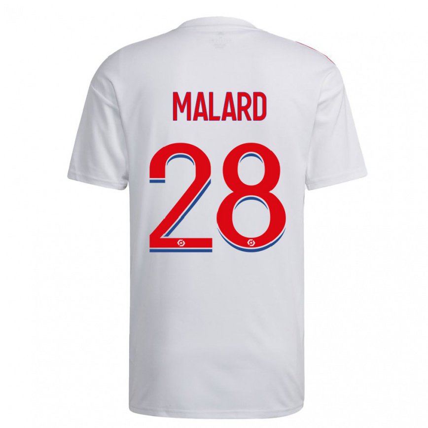 レディースフットボールメルバイン・マラード#28ホワイト ブルーレッドホームシャツ2022/23ジャージーユニフォーム