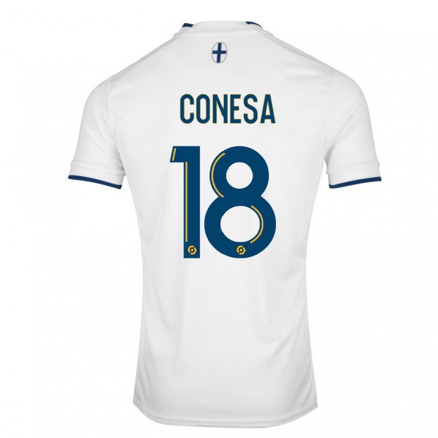 レディースフットボールアンナ・コネサ#18ホワイトサファイアホームシャツ2022/23ジャージーユニフォーム