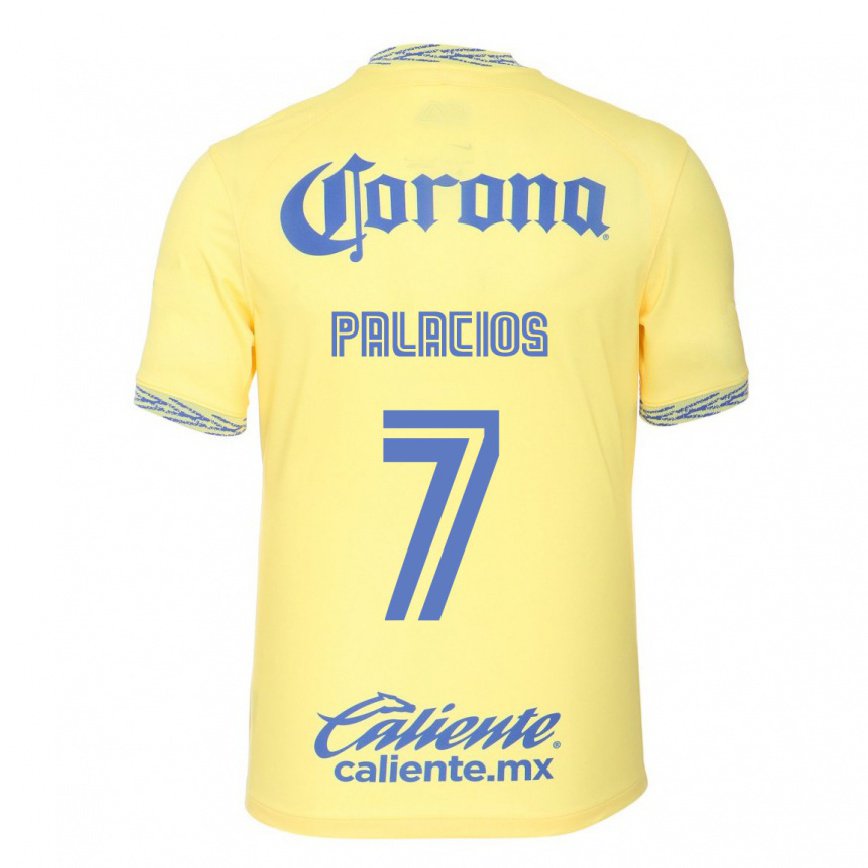 レディースフットボールキアナ・パラシオス#7レモンイエローホームシャツ2022/23ジャージーユニフォーム