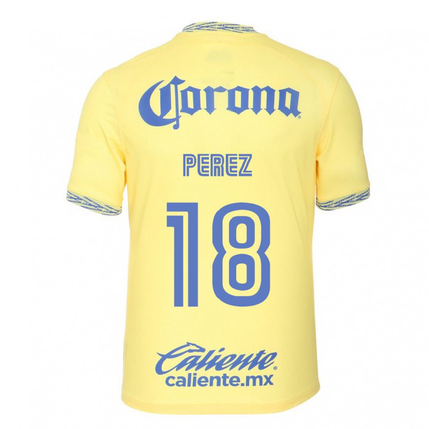 レディースフットボールアマンダ・ペレス#18レモンイエローホームシャツ2022/23ジャージーユニフォーム