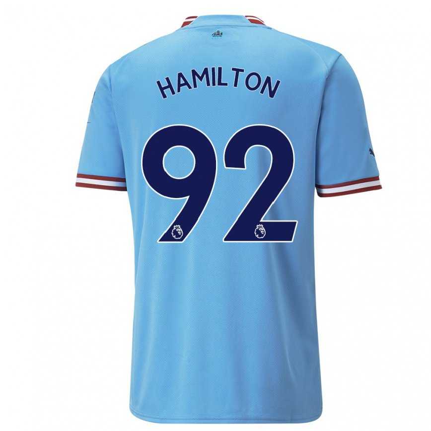 レディースフットボールマイカハミルトン#92ブルーレッドホームシャツ2022/23ジャージーユニフォーム