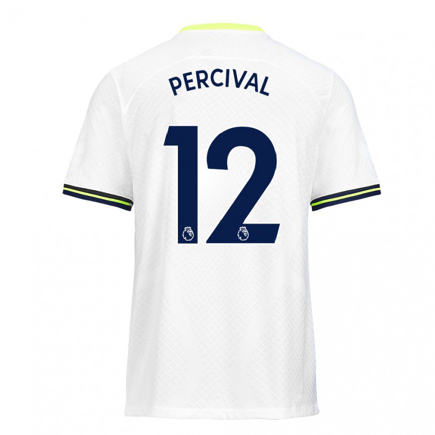 レディースフットボールリア・パーシバル#12ホワイト グリーンホームシャツ2022/23ジャージーユニフォーム