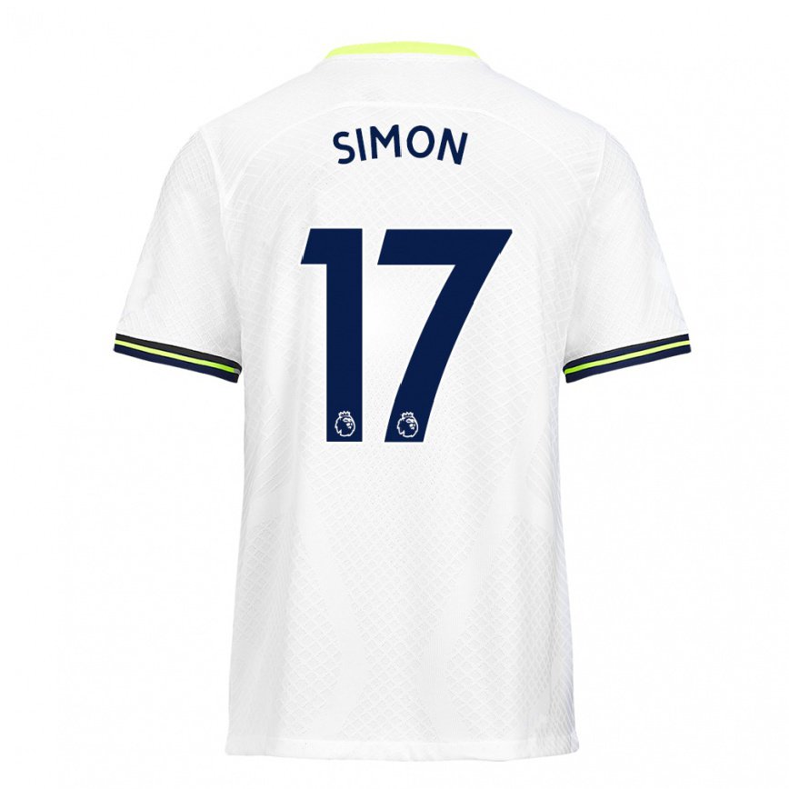レディースフットボールキア・サイモン#17ホワイト グリーンホームシャツ2022/23ジャージーユニフォーム