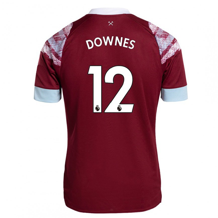 レディースフットボールフリン・ダウンズ#12クラレットホームシャツ2022/23ジャージーユニフォーム