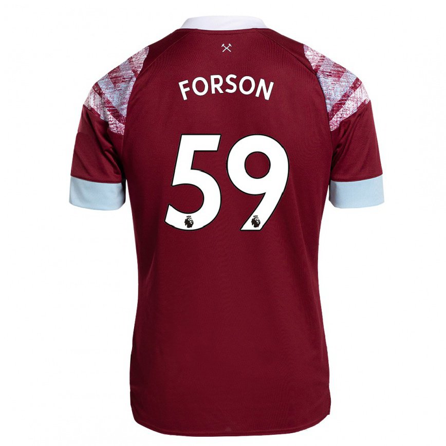レディースフットボールキーナン・フォーソン#59クラレットホームシャツ2022/23ジャージーユニフォーム