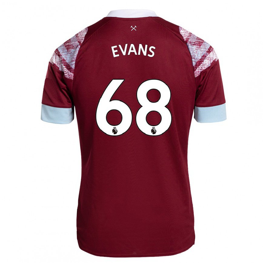 レディースフットボールアイザックエバンス#68クラレットホームシャツ2022/23ジャージーユニフォーム