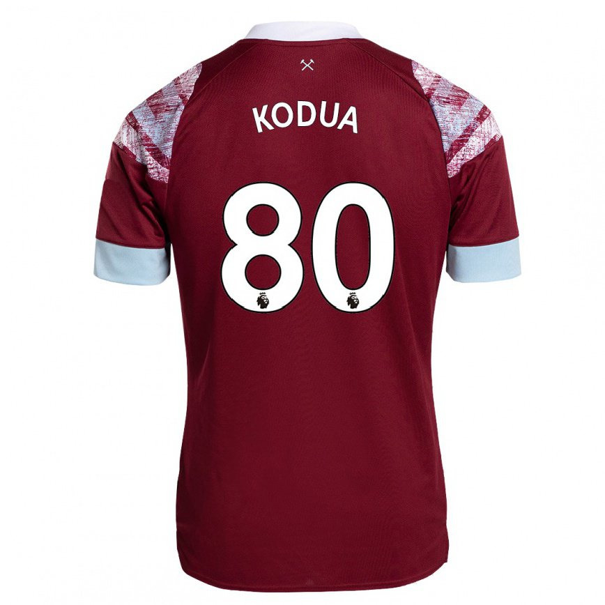 レディースフットボールギデオンコドゥア#80クラレットホームシャツ2022/23ジャージーユニフォーム
