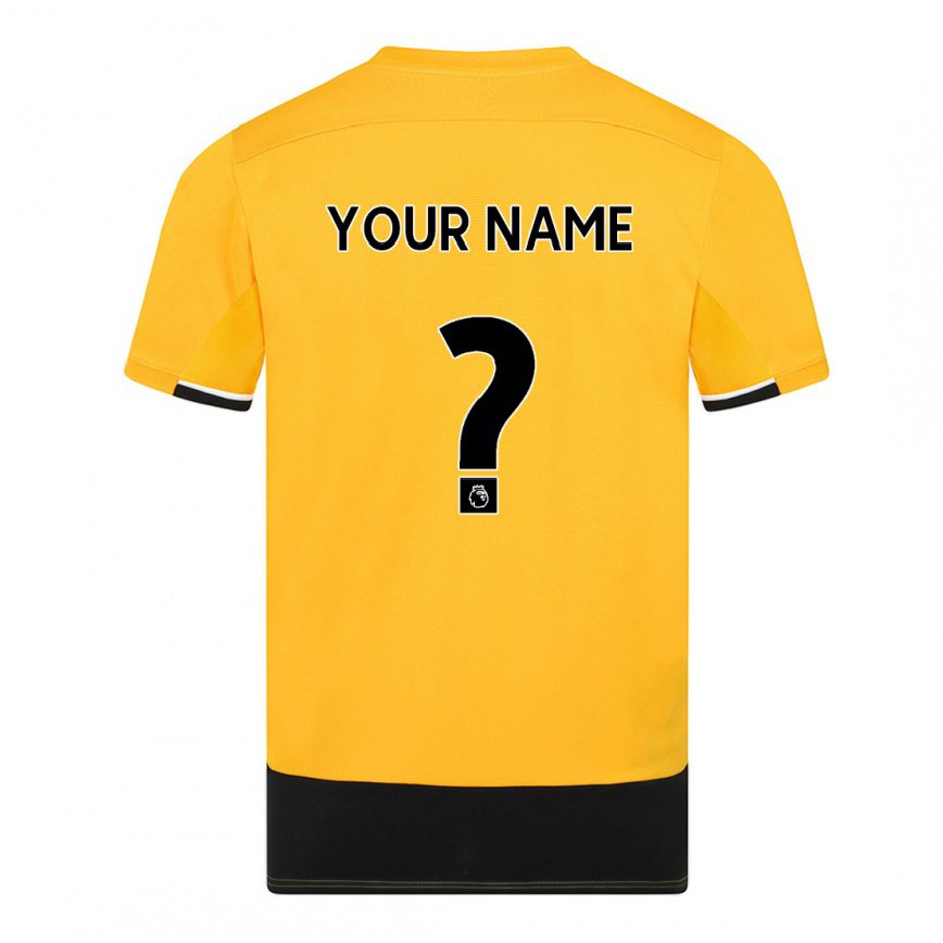 レディースフットボールあなたの名前#0イエロー ブラックホームシャツ2022/23ジャージーユニフォーム