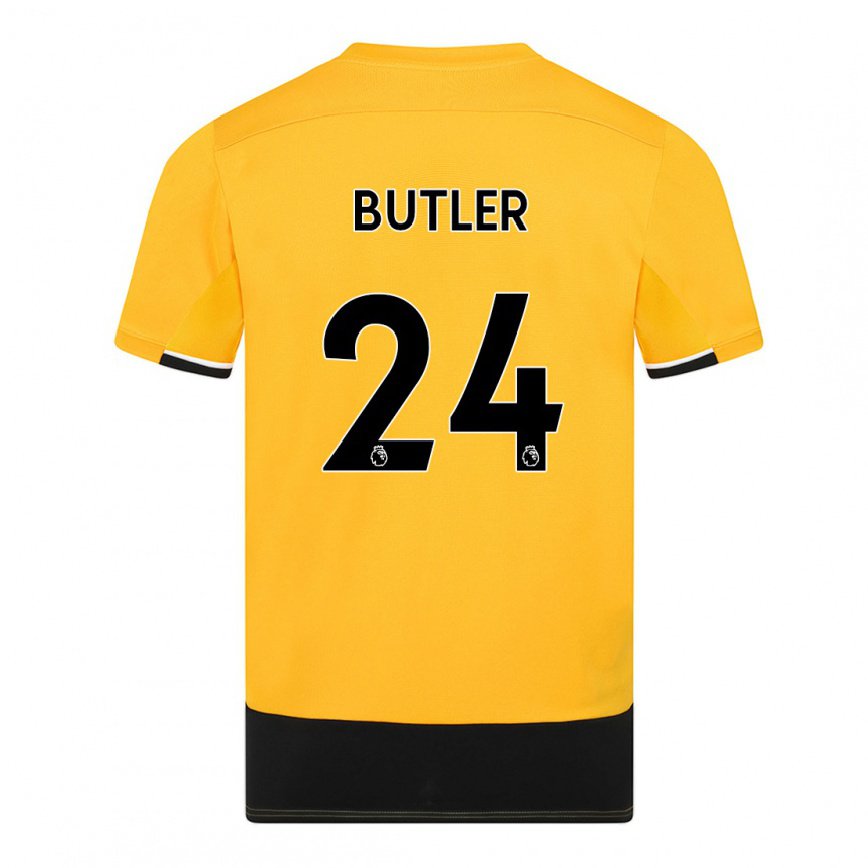 レディースフットボールエリーバトラー#24イエロー ブラックホームシャツ2022/23ジャージーユニフォーム
